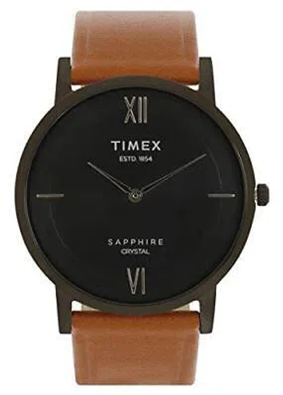 Pre-owned Timex Sapphire Crystal Analog Black Dial Men's Watch-tweg17408