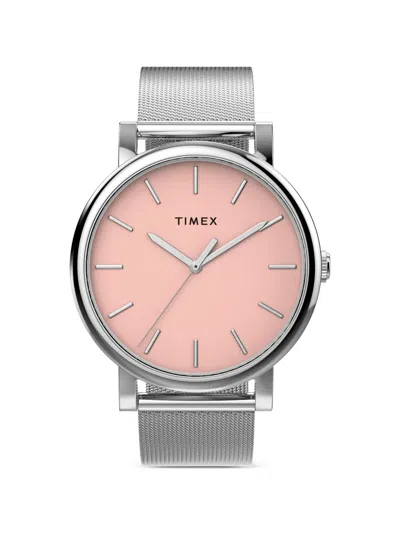 Timex Silver-tone Pink Dial 38mm Watch In Rosa