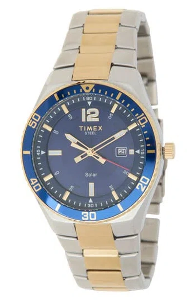 Timex ® Solar Two-tone Bracelet Watch, 43mm In Multi