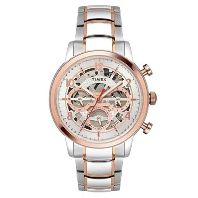 Pre-owned Timex Stainless Steel Men Silver Round Dial Analog Watch - Tweg20205, Band_multi