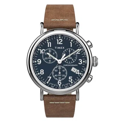 Timex Standard Chronograph Quartz Blue Dial Men's Watch Tw2t68900 In Brown