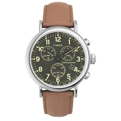 Timex Standard Chronograph Quartz Green Dial Men's Watch Tw2v27500 In Burgundy