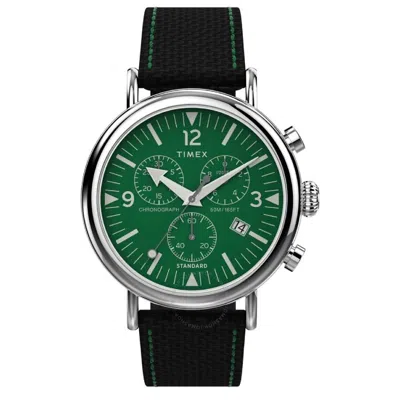 Timex Standard Chronograph Quartz Green Dial Men's Watch Tw2v43900 In Black