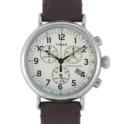 Timex Standard Chronograph Quartz Off White Dial Men's Watch Tw2t21000 In Black