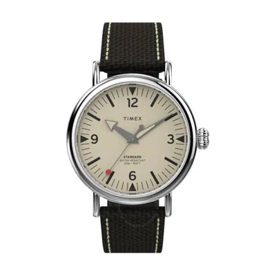 Timex Standard Quartz Cream Dial Men's Watch Tw2v44100 In Black