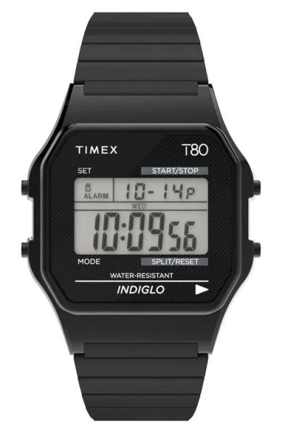 Timex ® T80 Digital Bracelet Watch, 34mm In Black