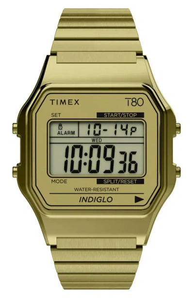 Timex ® T80 Digital Bracelet Watch, 34mm In Goldone