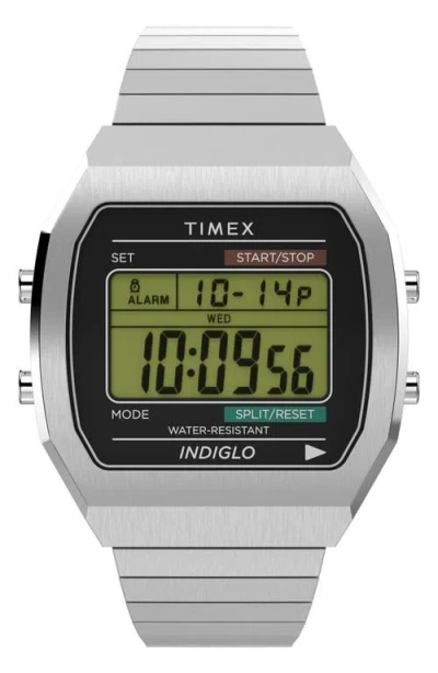 Timex ® T80 Digital Chronograph Bracelet Watch, 36.5mm In Metallic