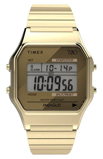 Timex ® T80 Digital Chronograph Bracelet Watch In Gold