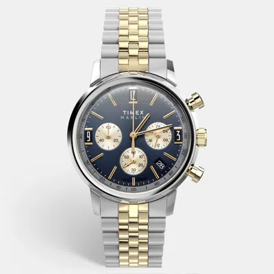 Pre-owned Timex The Marlin Tw2w60200 Blue Dial Stainless Steel Men's Wristwatch 40mm