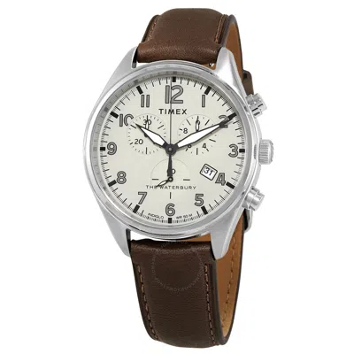 Timex The Waterbury Chronograph Beige Dial Men's Watch Txtw2r88200 In Brown/silver Tone/black/beige