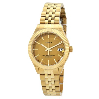 Timex The Waterbury Quartz Gold Dial Ladies Watch Tw2v31800 In Gold / Gold Tone