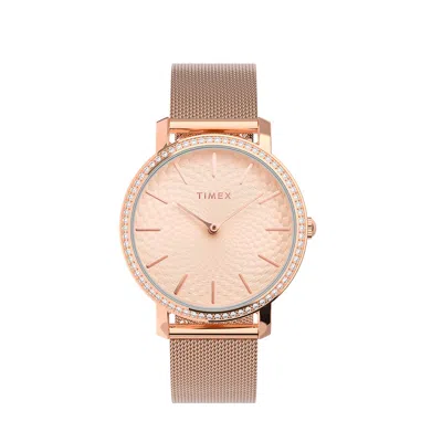 Timex Transcend Crystal Rose Gold-tone Ladies Watch