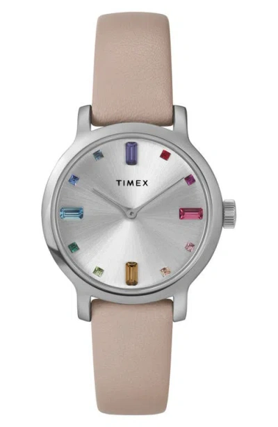 Timex Women's Analog Pink Leather Strap Watch, 31mm
