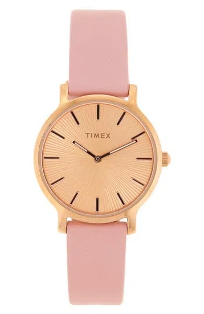 Timex ® Transcend Leather Strap Watch, 34mm