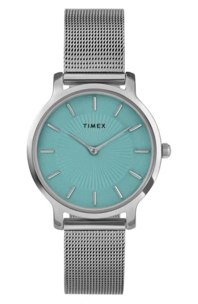 Timex ® Transcend Mesh Strap Watch, 34mm In Silver