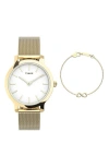 Timex ® Transcend™ Mesh Strap Watch & Bracelet Gift Set, 31mm In Gold