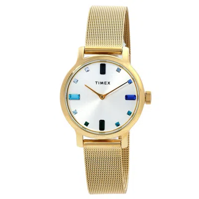 Timex Transcend Quartz Crystal Silver Dial Ladies Watch Tw2u86900 In Blue / Gold / Gold Tone / Silver