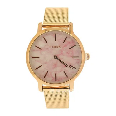 Timex Transcend Quartz Marble Dial Ladies Watch Tw2t81000 In Pink/white/gold Tone