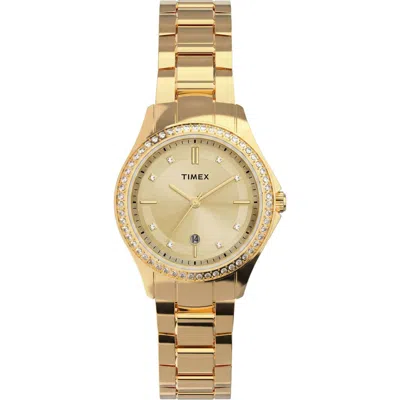 Timex ® Trend Crystal Bezel Bracelet Watch, 30mm In Gold