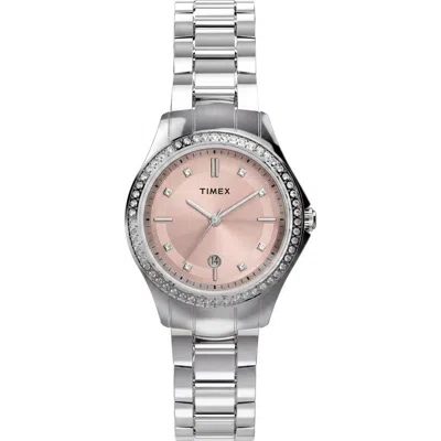 Timex ® Trend Crystal Bezel Bracelet Watch, 30mm In Pink