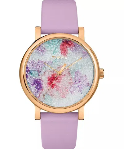 Timex Trend Crystal Watch In Purple