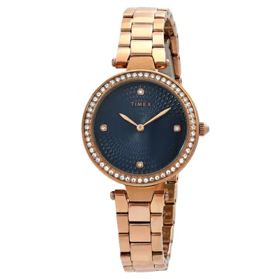 Timex Trend Quartz Crystal Black Dial Ladies Watch Tw2v24600 In Gold