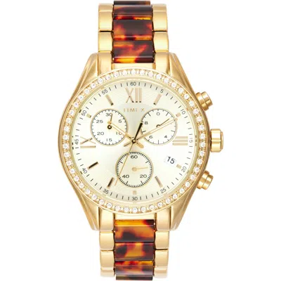 Timex ® Two-tone Crystal Bracelet Strap Chronograph Watch, 38mm
