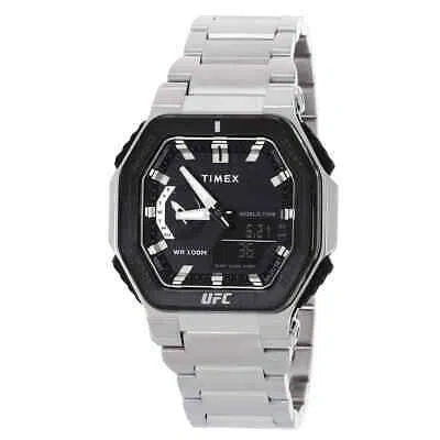Pre-owned Timex Ufc Colossus Alarm World Time Quartz Analog-digital Black Dial Men's Watch
