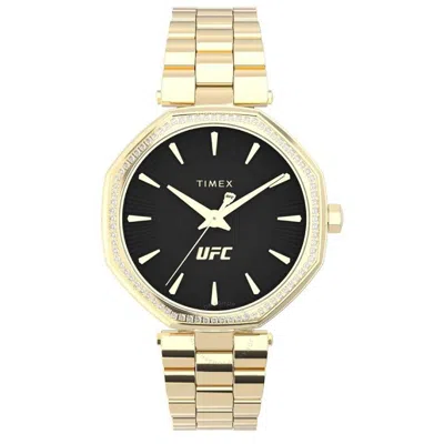 Timex Ufc Jewel Quartz Crystal Black Dial Ladies Watch Tw2v83100 In Gold