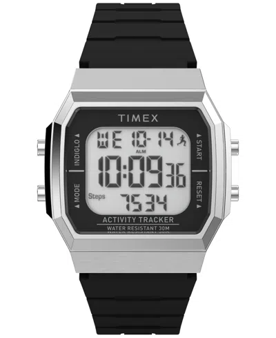 Timex Unisex Activity Tracker Digital Black Silicone Strap 40mm Octagonal Watch