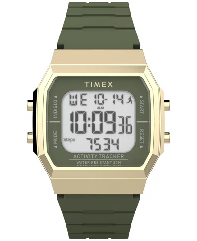 Timex Unisex Activity Tracker Digital Green Silicone Strap 40mm Octagonal Watch