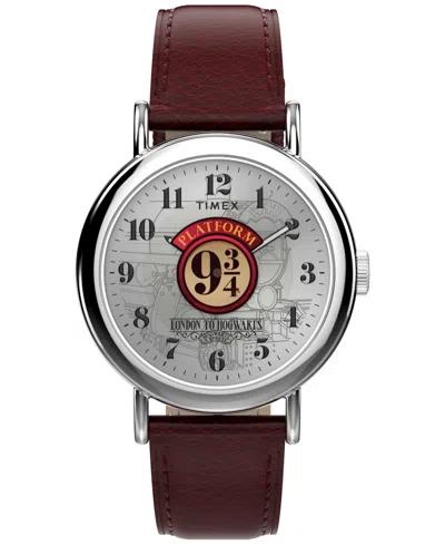 Timex Unisex Harry Potter Weekender Quartz Red Leather Watch 37mm In Silver