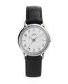 Timex Unisex Quartz Analog Black Leather Watch, 34mm In Black