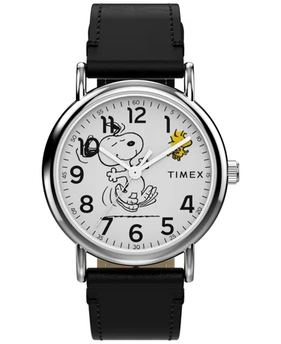 Timex Unisex Quartz Analog Black Leather Watch, 38mm