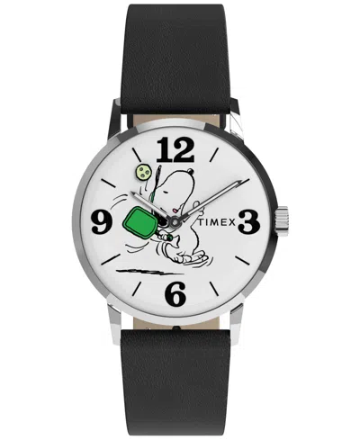 Timex Unisex Quartz Analog Black Leather Watch 38mm