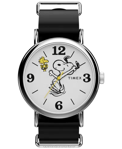 Timex Unisex Quartz Peanuts Leather Watch 40mm In Black