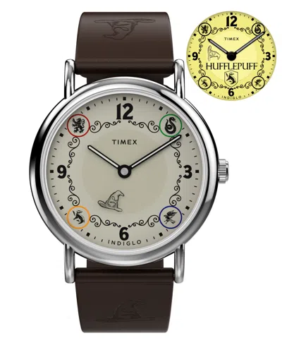 Timex Unisex Quartz Weekender Harry Potter Indiglo Brown Leather Watch 38mm