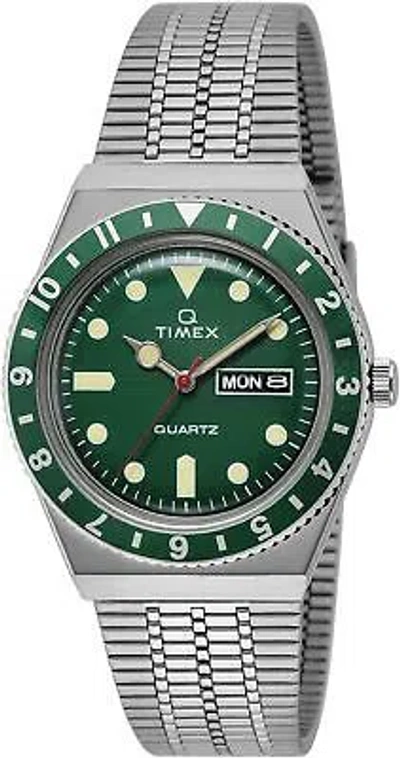 Pre-owned Timex [] Watch Q  Green Dial Quartz 38mm Tw2u61700 Men's Silver