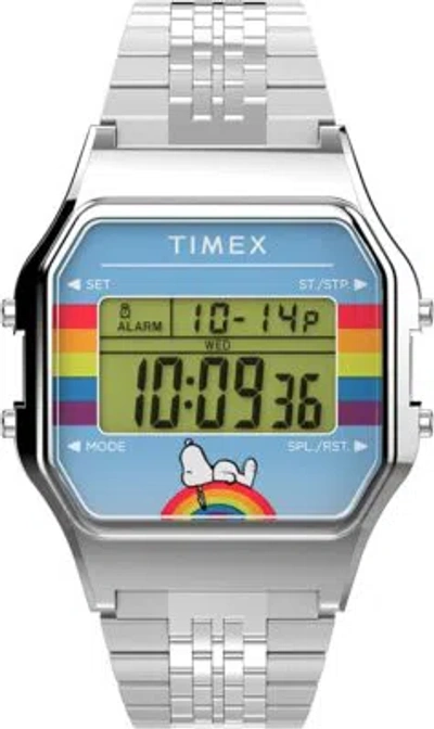 Pre-owned Timex Watch Quartz T80 34mm Peanuts Pride Snoopy Tw2v61300 Silver