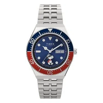 Pre-owned Timex Watch  Mod. Peanuts Automatic Day-date Red/blue Tw2w47500