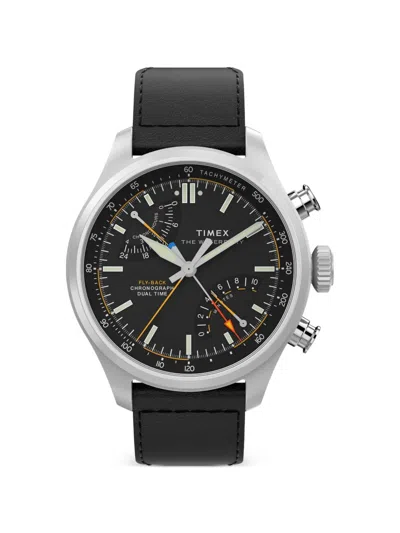 Timex Waterbury Ace Fly-back Chronograph 43mm Watch In Black