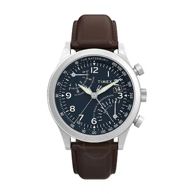 Timex Waterbury Chronograph Gmt Quartz Blue Dial Men's Watch Tw2w47900 In Metallic
