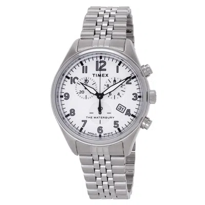 Timex Waterbury Chronograph Quartz Silver Dial Men's Watch Tw2r88500 In Silver Tone