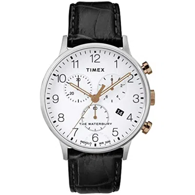 Timex Waterbury Chronograph Quartz White Dial Men's Watch Tw2r71700 In Pink/white/silver Tone/rose Gold Tone/gold Tone/black