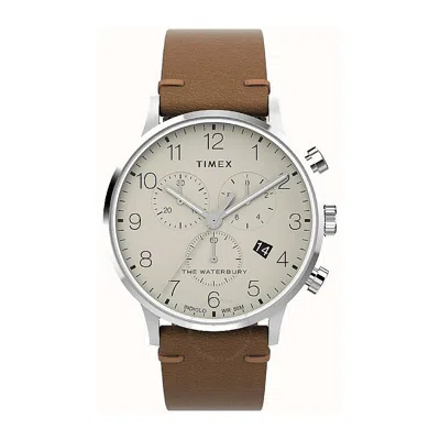 Timex Waterbury Classic Chronograph Quartz Cream Dial Men's Watch Tw2w50900 In Brown