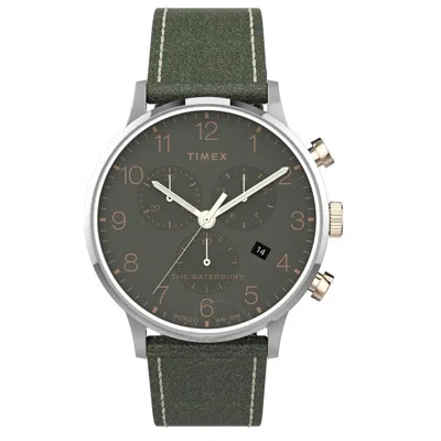 Timex Waterbury Classic Chronograph Quartz Green Dial Men's Watch Tw2t71400 In Green/silver Tone