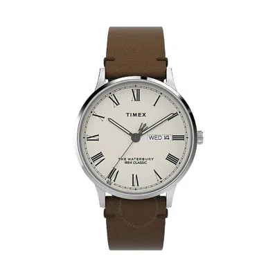 Timex Waterbury Classic Quartz Cream Dial Men's Watch Tw2w50600 In Brown