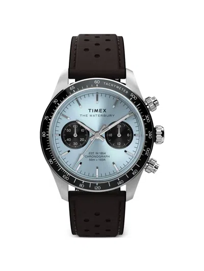 Timex Waterbury Heritage Chronograph 39mm Watch In Blue