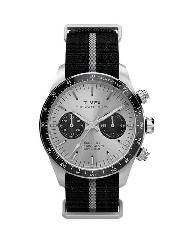 Timex Waterbury Heritage Chronograph Fabric Strap Watch, 39mm In Black